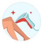 A woman receiving laser hair removal treatment on her leg at Shrinika Derma Care.
